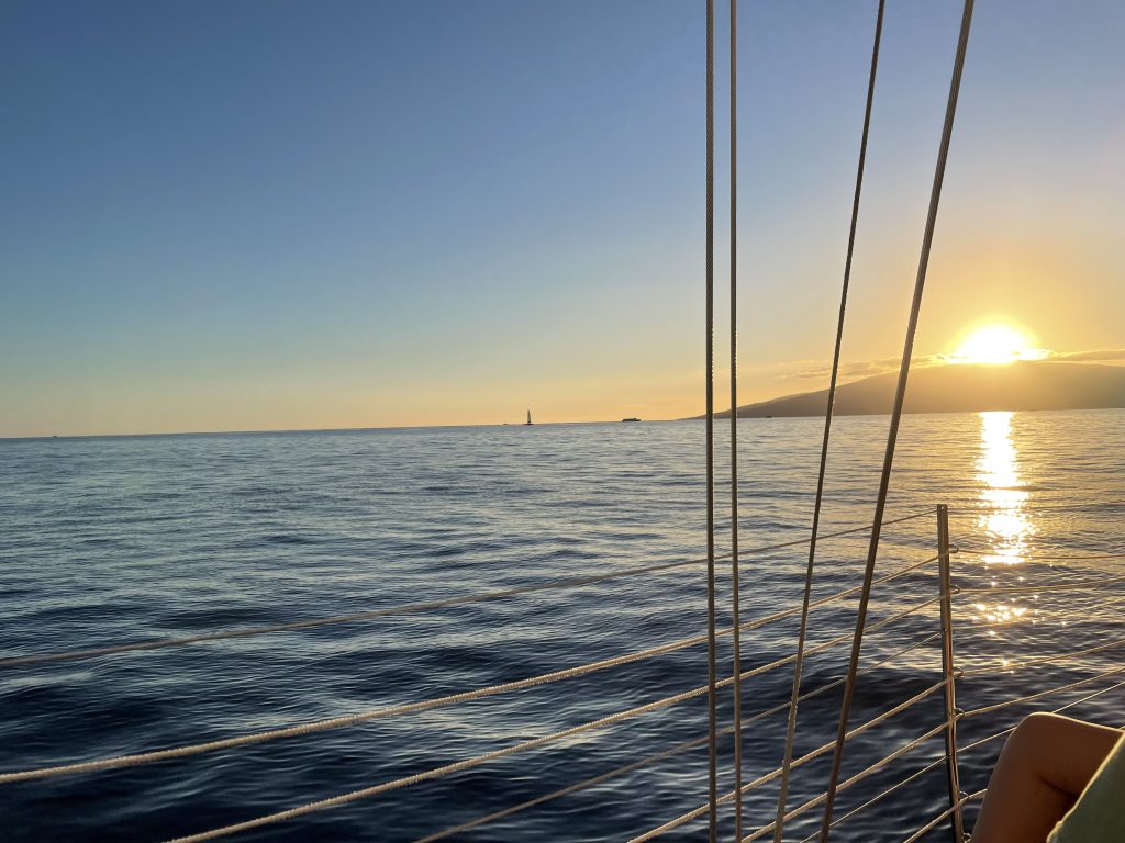 Sunset off Lahaina, on the Scotch Mist sailboat